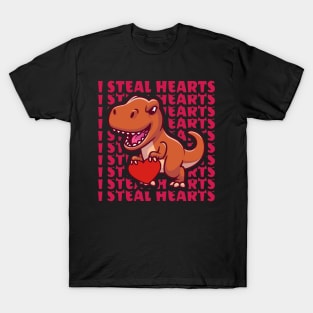 valentines day dinosaur - I steal hearts T-Shirt